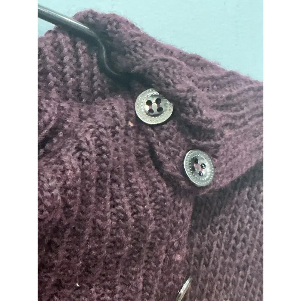 Free People Fair Isle Wool Blend Sweater Burgundy Chunky Knit Oversized Boho‎ S